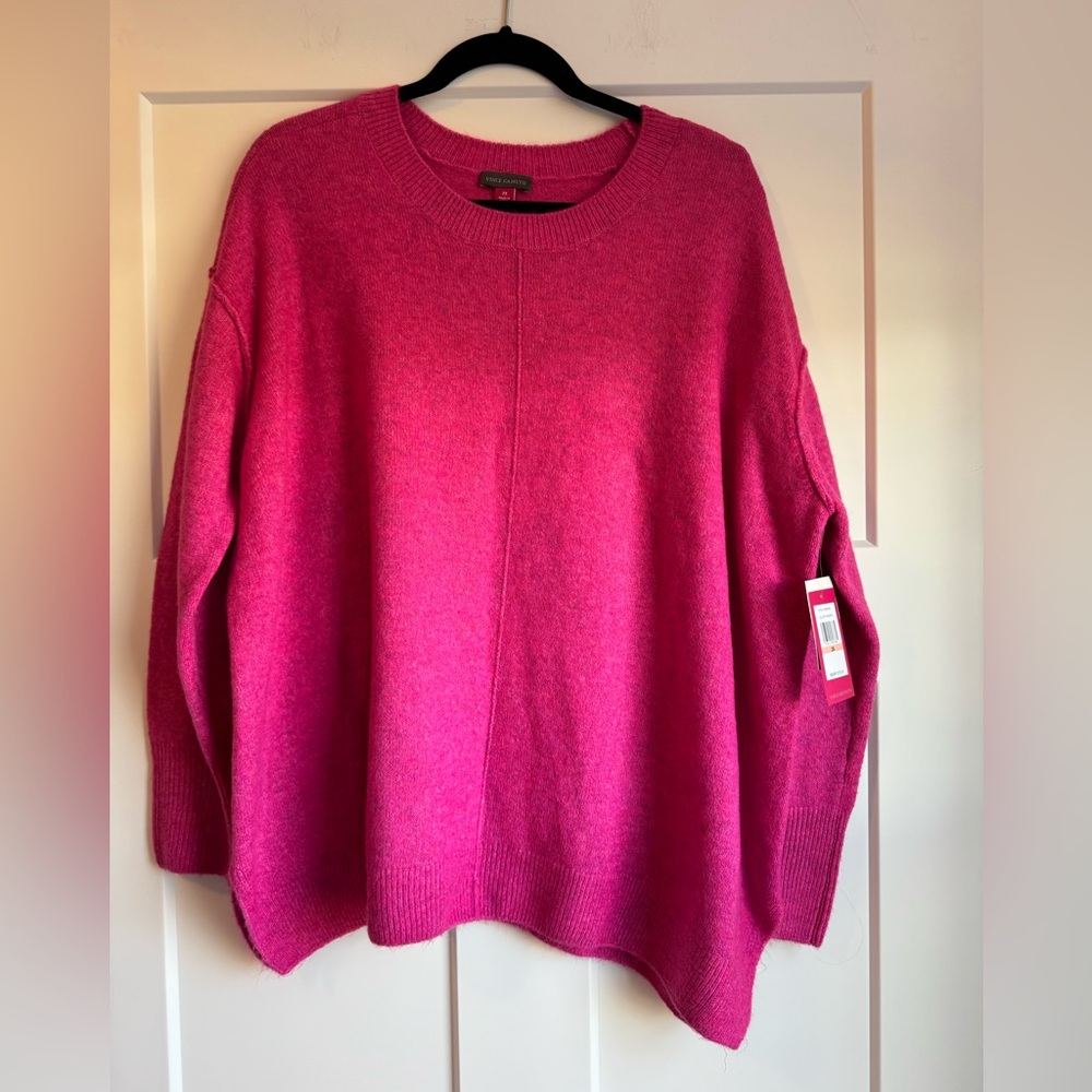Vince Camuto Hot Pink Relaxed Crewneck Sweater